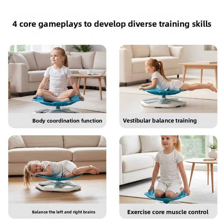 KYZDZQ blue chair supports multi-use play from sitting to spinning.