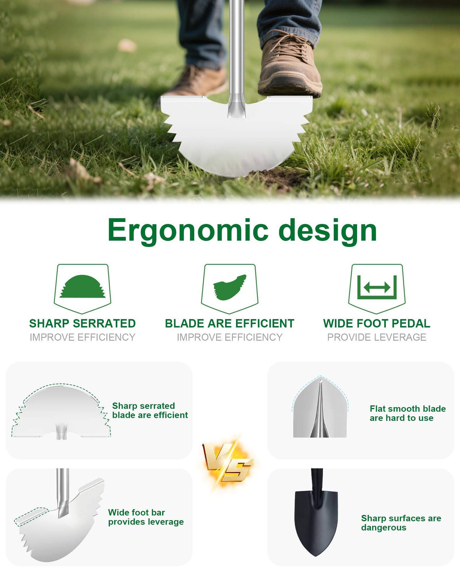 KYEEN-TOOLS half moon shovel with ergonomic T-handle