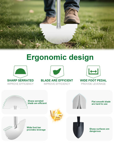 KYEEN-TOOLS half moon shovel with ergonomic T-handle