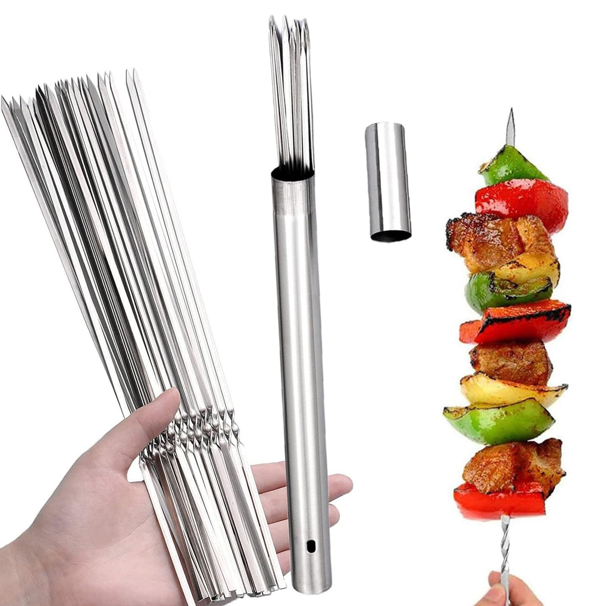 KYHYFJMD 24-piece skewers laid out for grilling