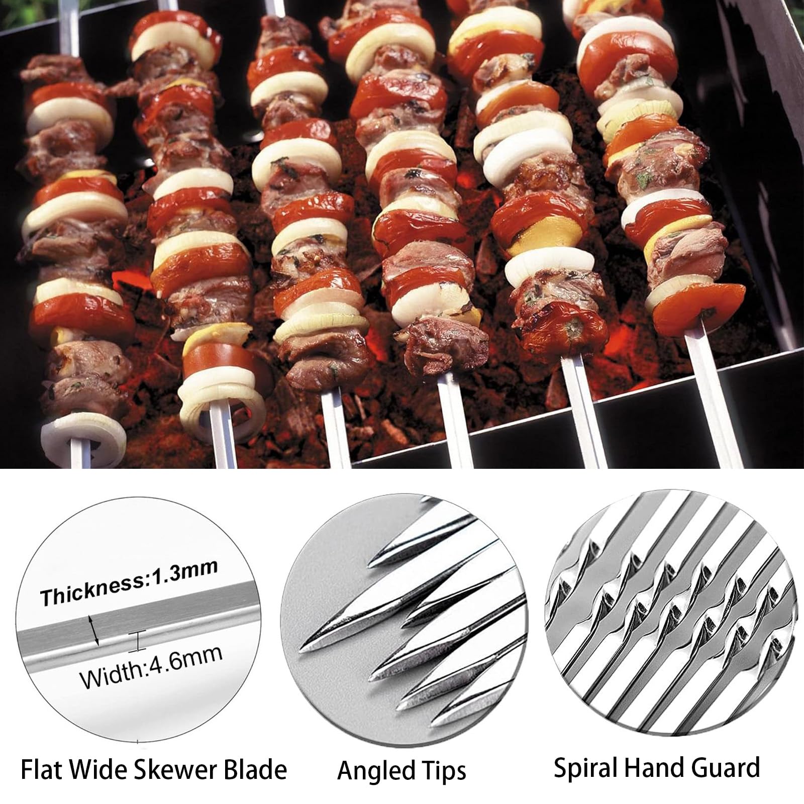 KYHYFJMD flat-wide skewers prevent food rotation during grilling