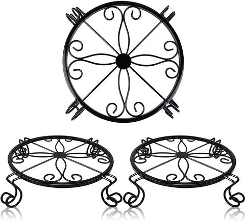 Kylinbigda round plant stand with flower pattern, stylish indoor display.