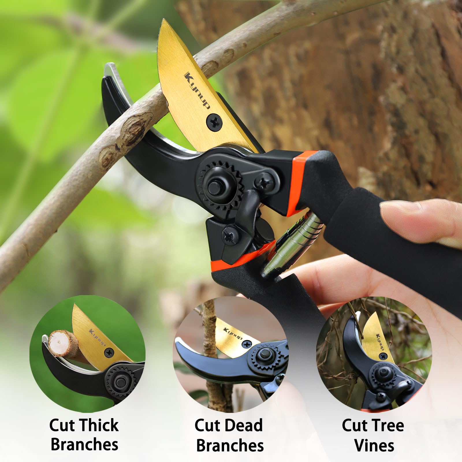 Kynup pruning set featuring dual blades for versatile pruning tasks.