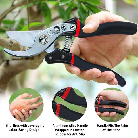 Kynup pruning shears cut up to 1 inch branches on light stems.