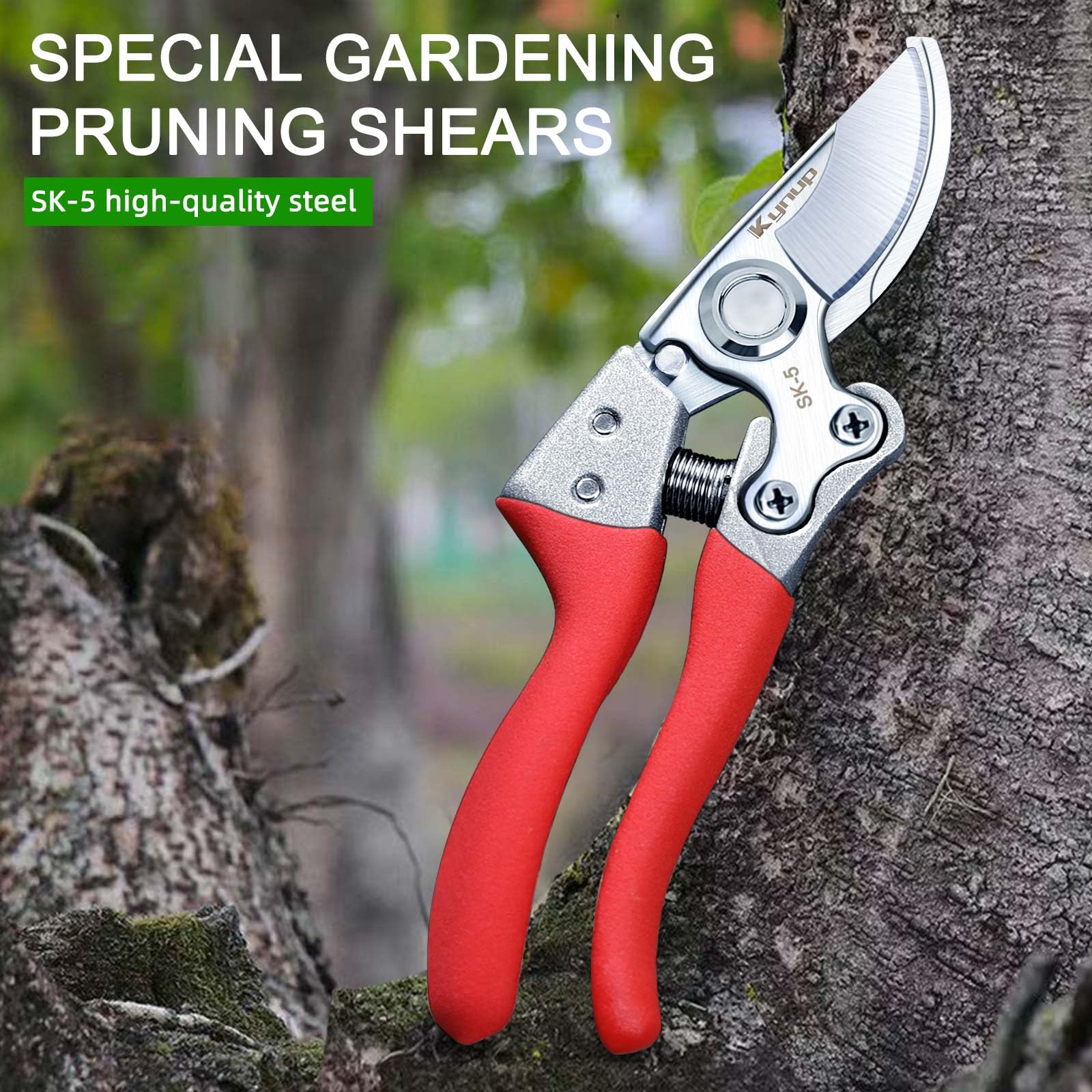 Kynup pruning shears in use cutting a branch to show pruning action
