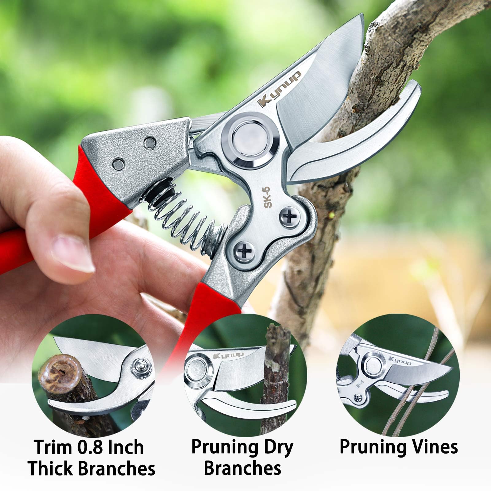 Kynup pruning shears SK-5 blade closeup highlighting sharp steel blade