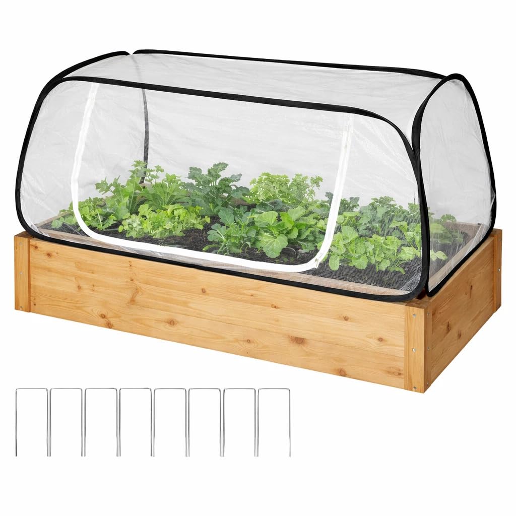 Kyrgeu pop-up raised garden bed cover setup view showing quick protection and airflow