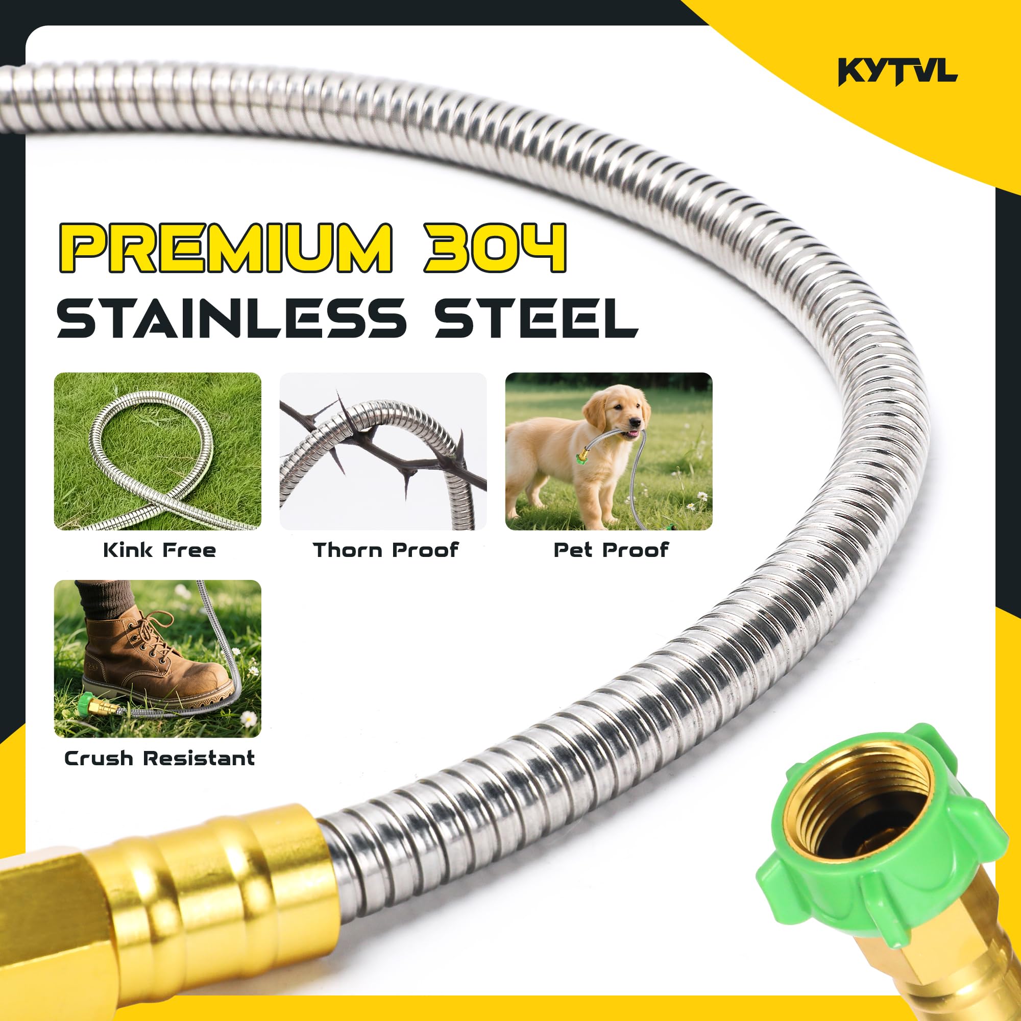 Kytvl brass female-to-female connector closeup demonstrates secure, leakproof sealing.