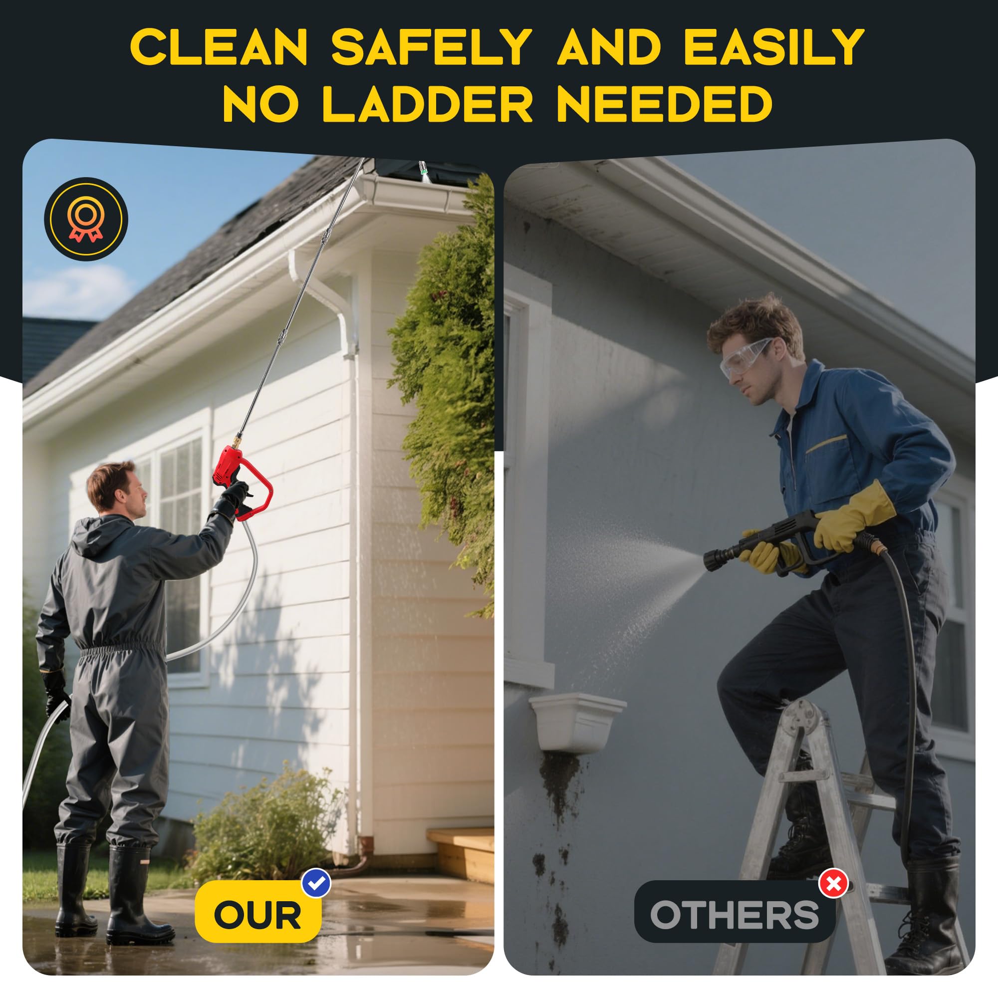 Kytvl wand cleaning eaves and roof edges from ground