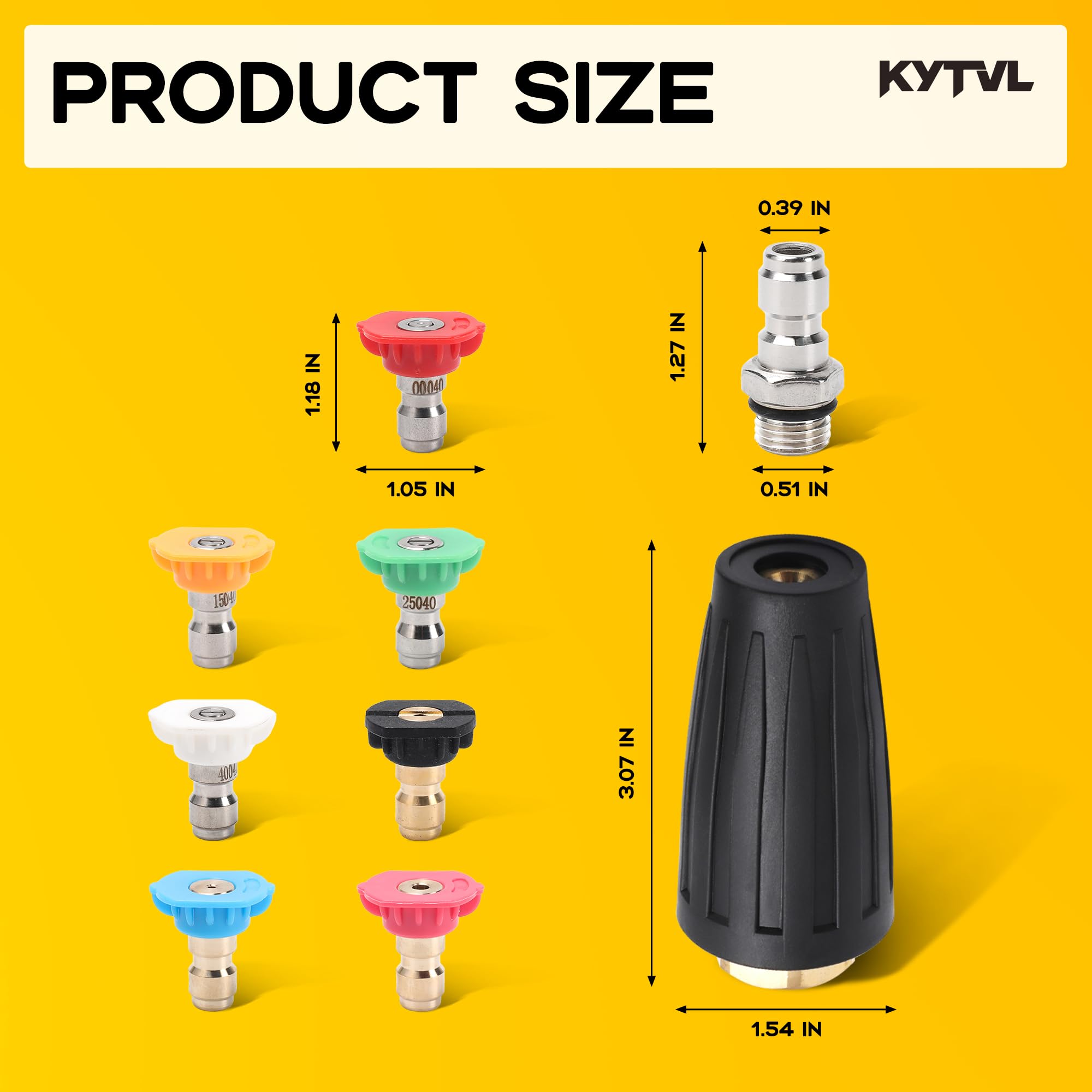 Kytvl quick-connect 1/4 inch demonstrates fast, tool-free attachment to a washer.