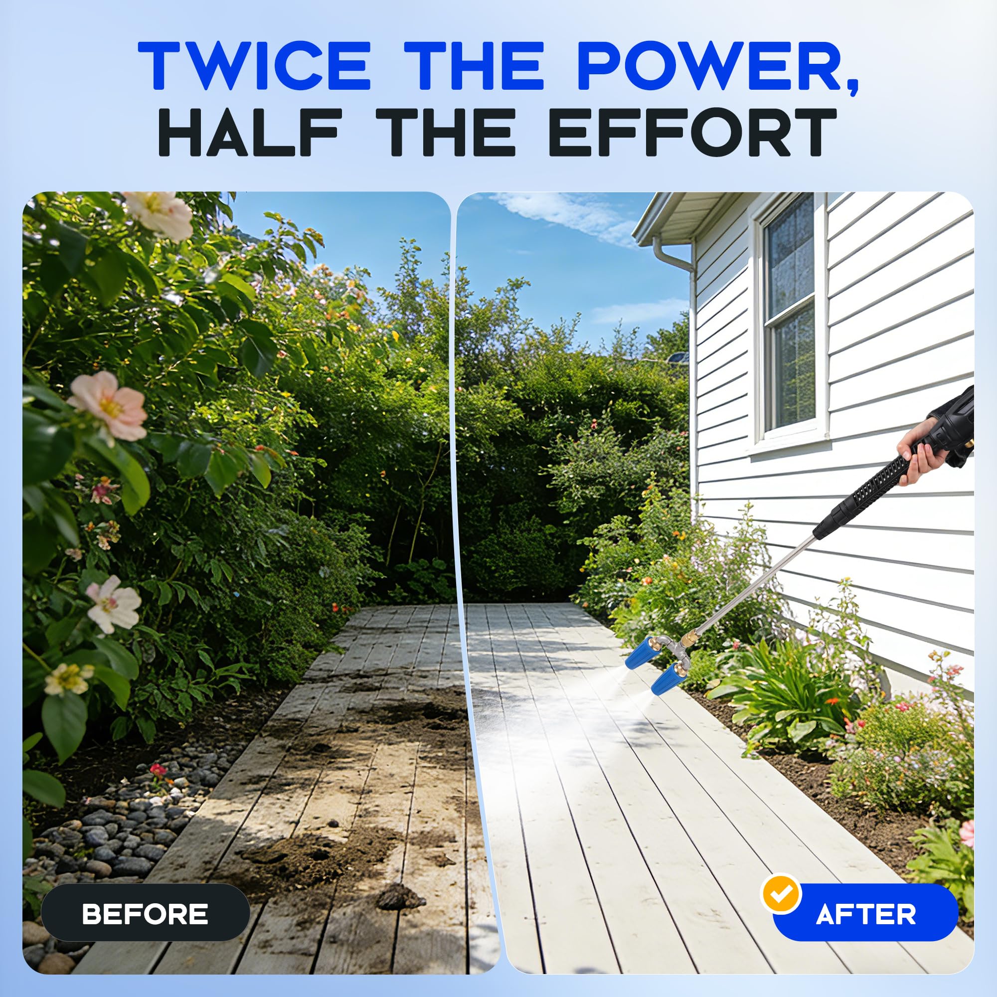 Kytvl Twin Turbo spray with 360-degree action for even patio cleaning.