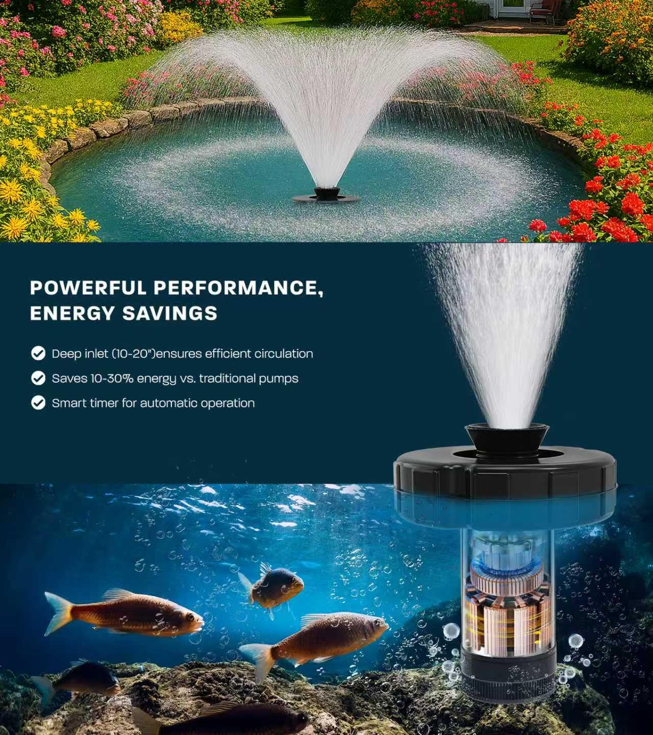 KYZDZQ 110V operation enables easy setup for home or farm ponds.