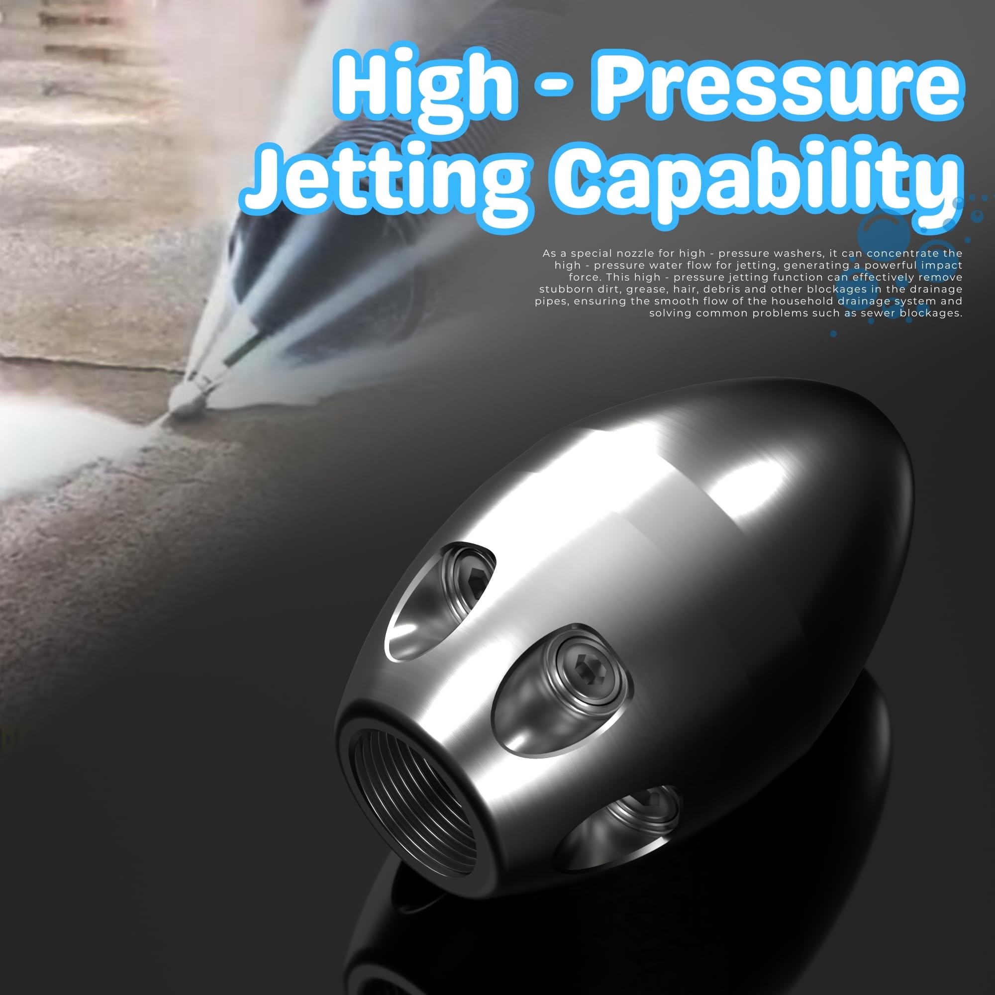 KZU steel ceramic jetter nozzle construction for durability