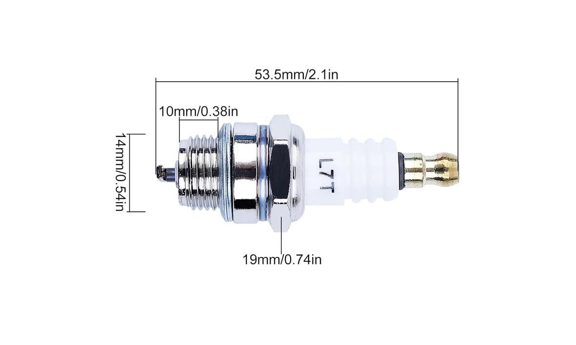 L7T spark plug compatible with Champion CJ8 and RCJ6Y for versatile 2-stroke engines