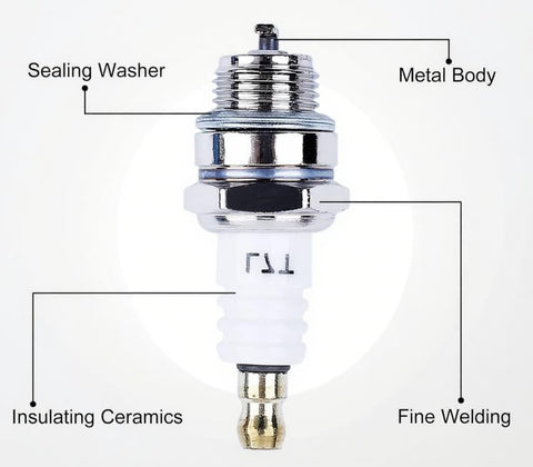 L7T spark plug mounted on a small 2-stroke engine for efficient heat management