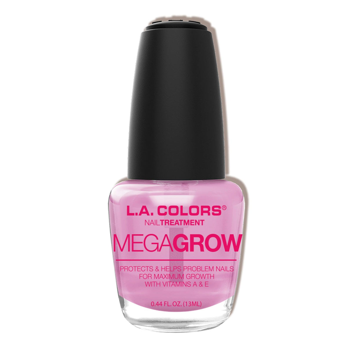 L.A. COLORS Mega Grow Treatment nails image highlights conditioning formula for healthier growth