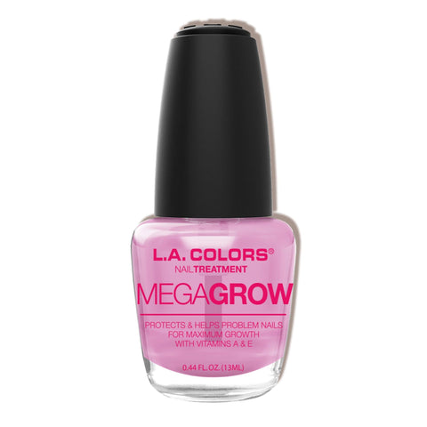 L.A. COLORS Mega Grow Treatment nails image highlights conditioning formula for healthier growth