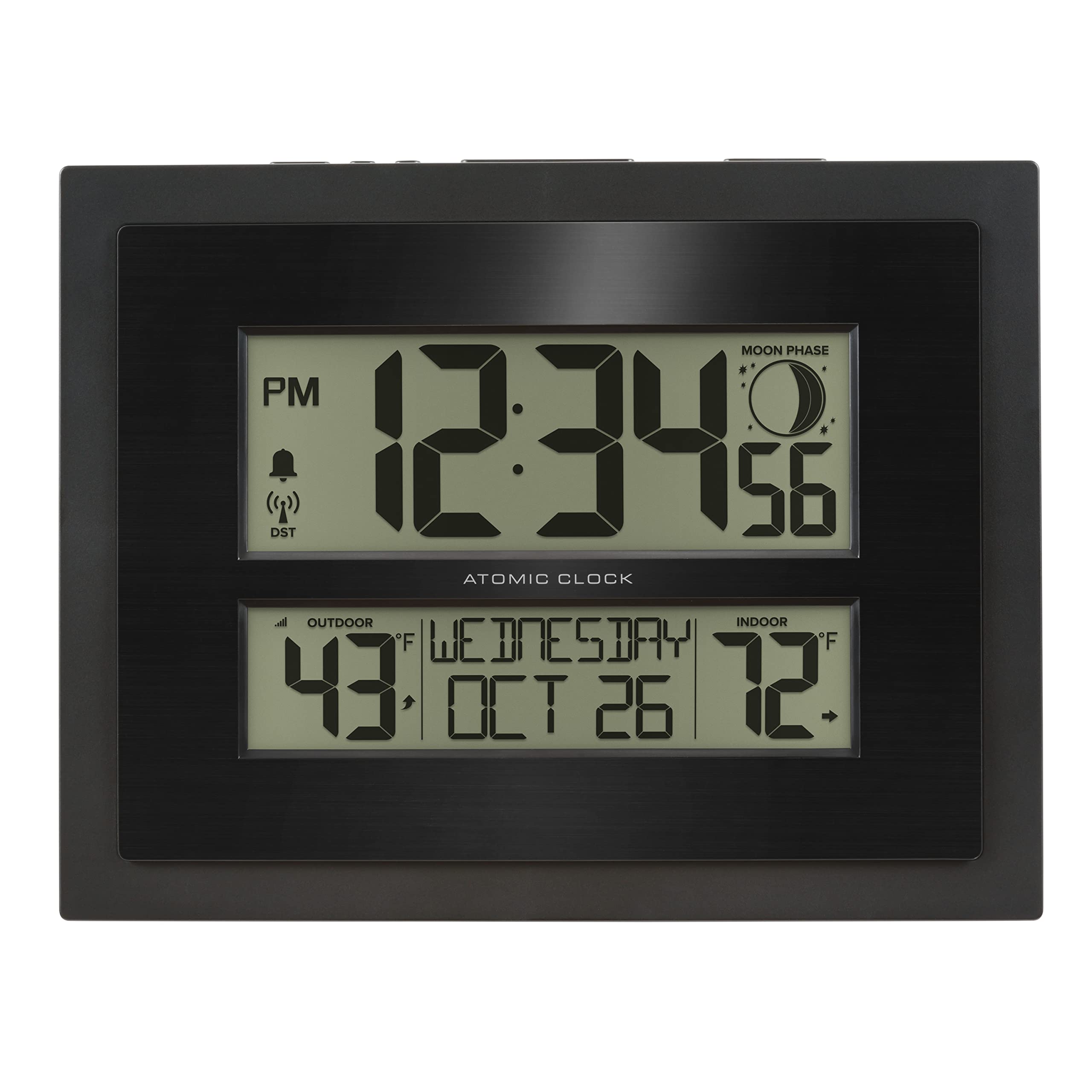 La Crosse 513-75624-INT digital clock front view with large digits.