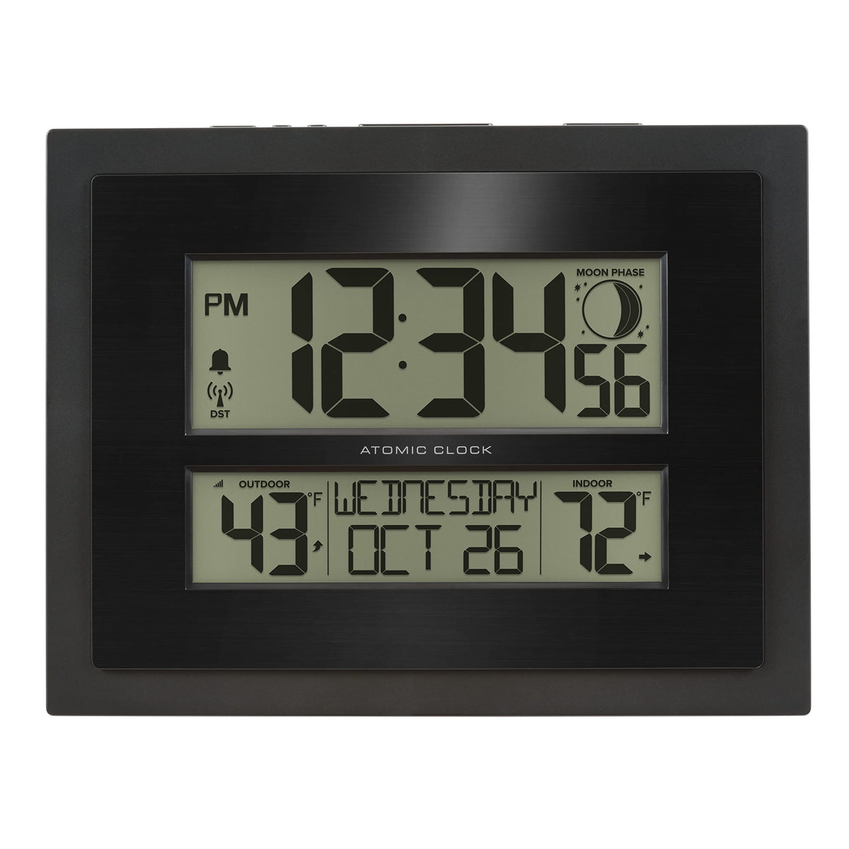 La Crosse 513-75624-INT digital clock front view with large digits.