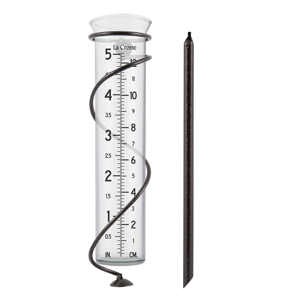 La Crosse 704-08967-INT spiral metal stand for durable outdoor rain tracking