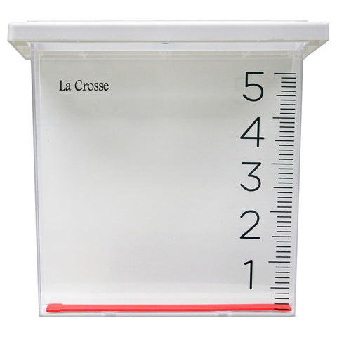 La Crosse 705-109 waterfall rain gauge front view with large digits for easy reading