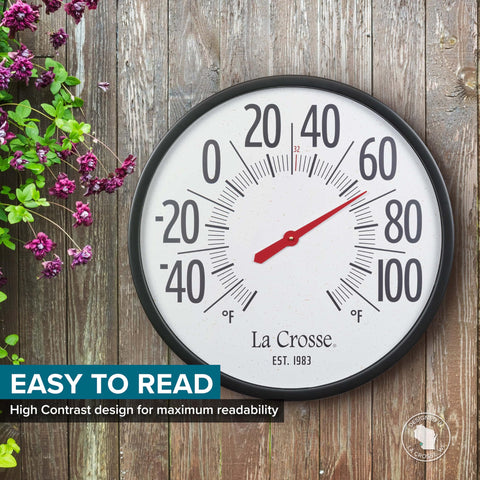 La Crosse Emperor 22-inch outdoor gauge suited for porches and garages.
