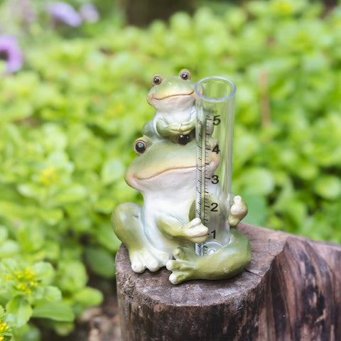 La Crosse polyresin frog adds charm while tracking precipitation.