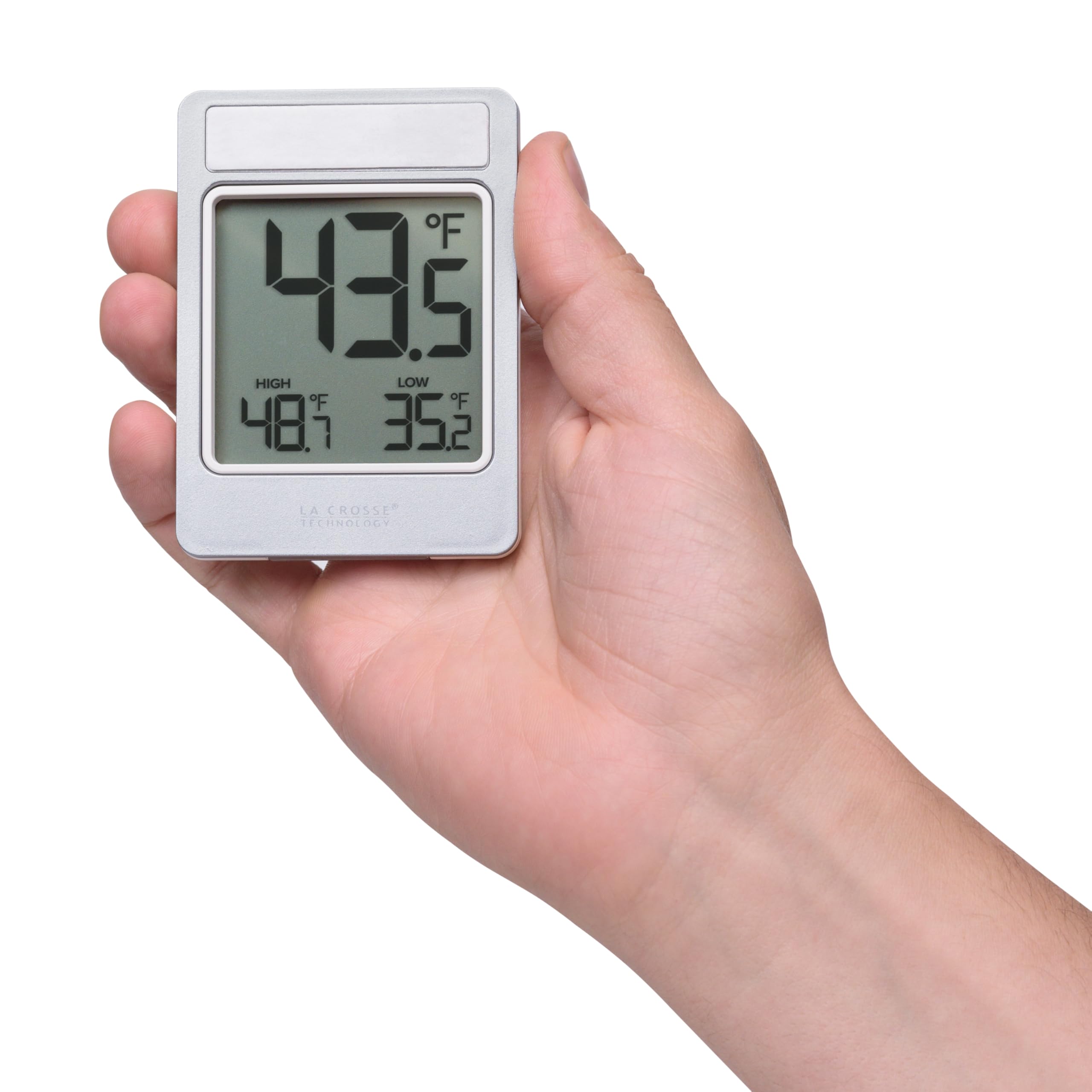 Close-up of La Crosse 314-519 display showing decimal-point precision.