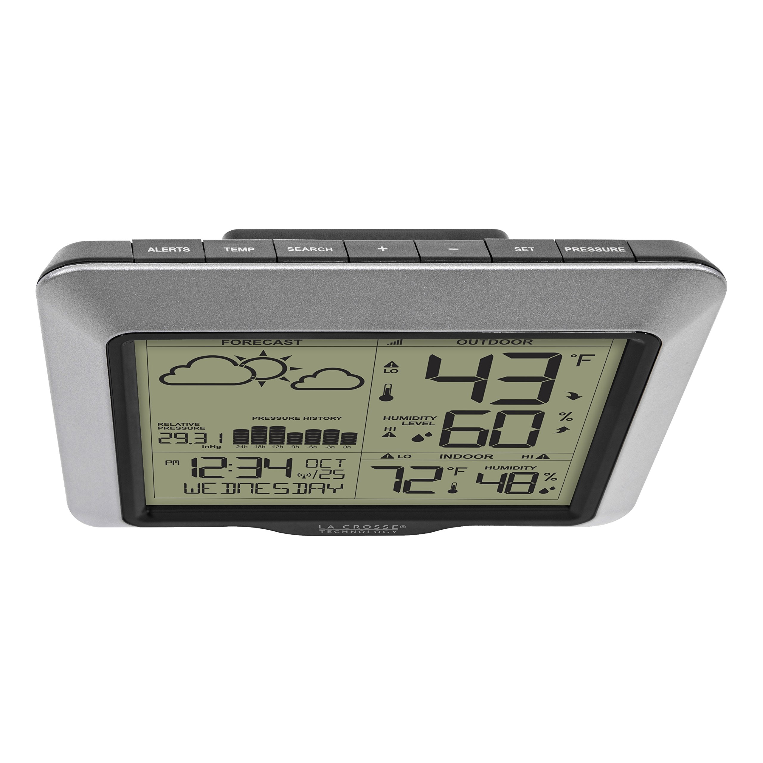 La Crosse barometric pressure graph shows 24-hour history.
