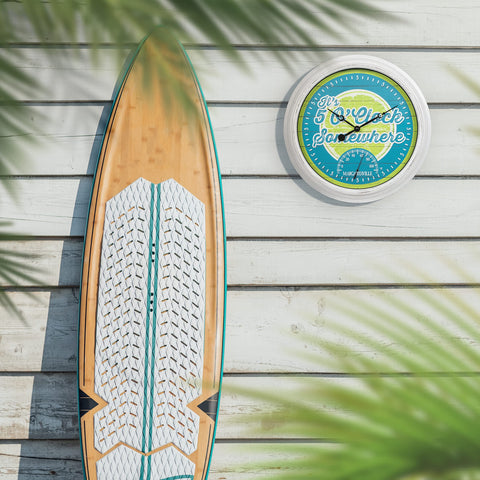 La Crosse Margaritaville clock its 5 o'clock somewhere dial in vibrant hues.