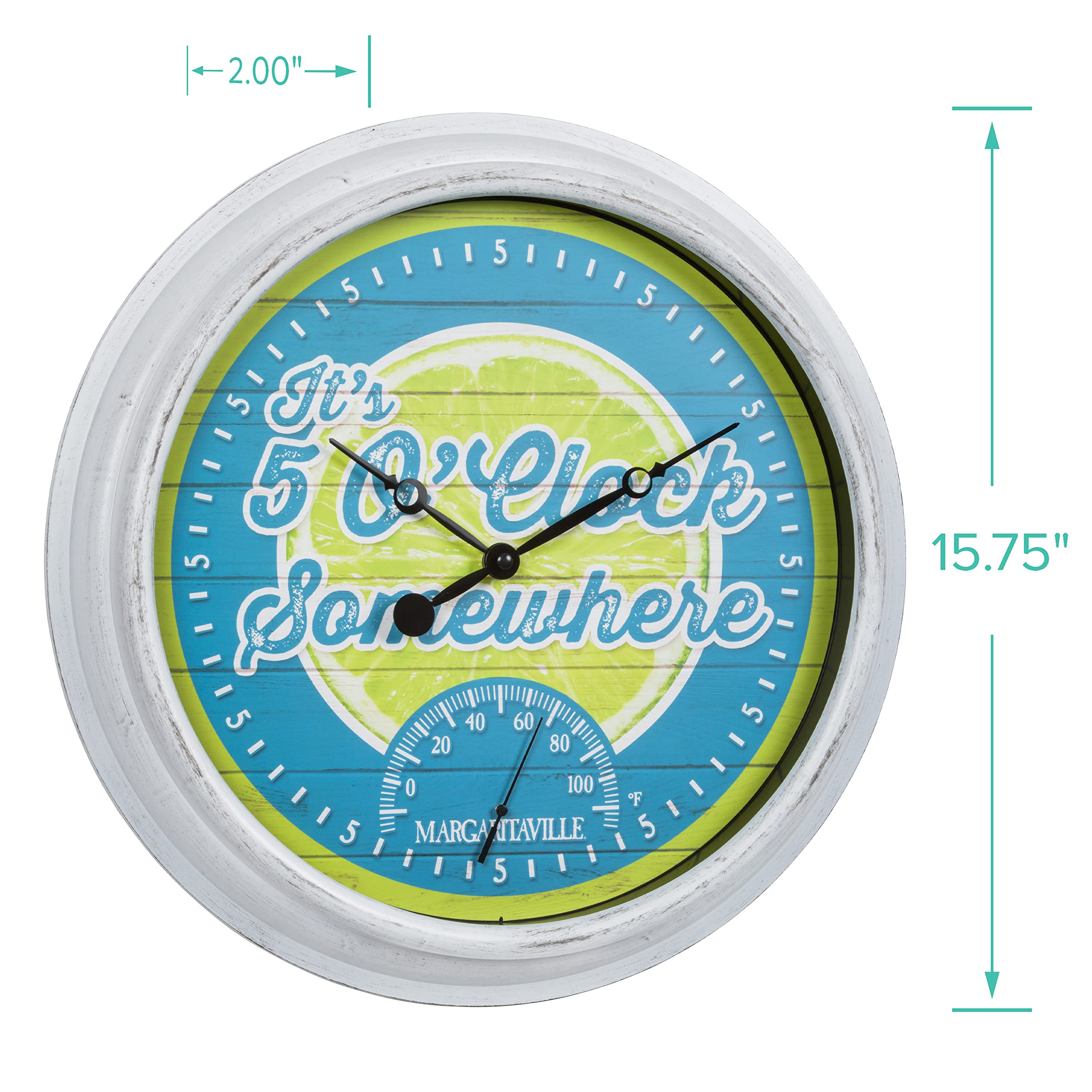 La Crosse Margaritaville clock thermometer display for outdoor temperature.