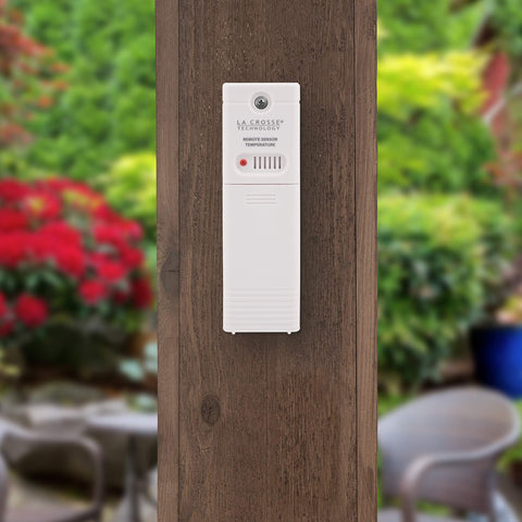 La Crosse Technology versatile setup for wall mount or desktop placement.