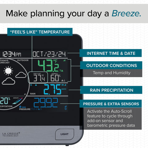 La Crosse Wi-Fi connectivity module, enabling app access from anywhere.