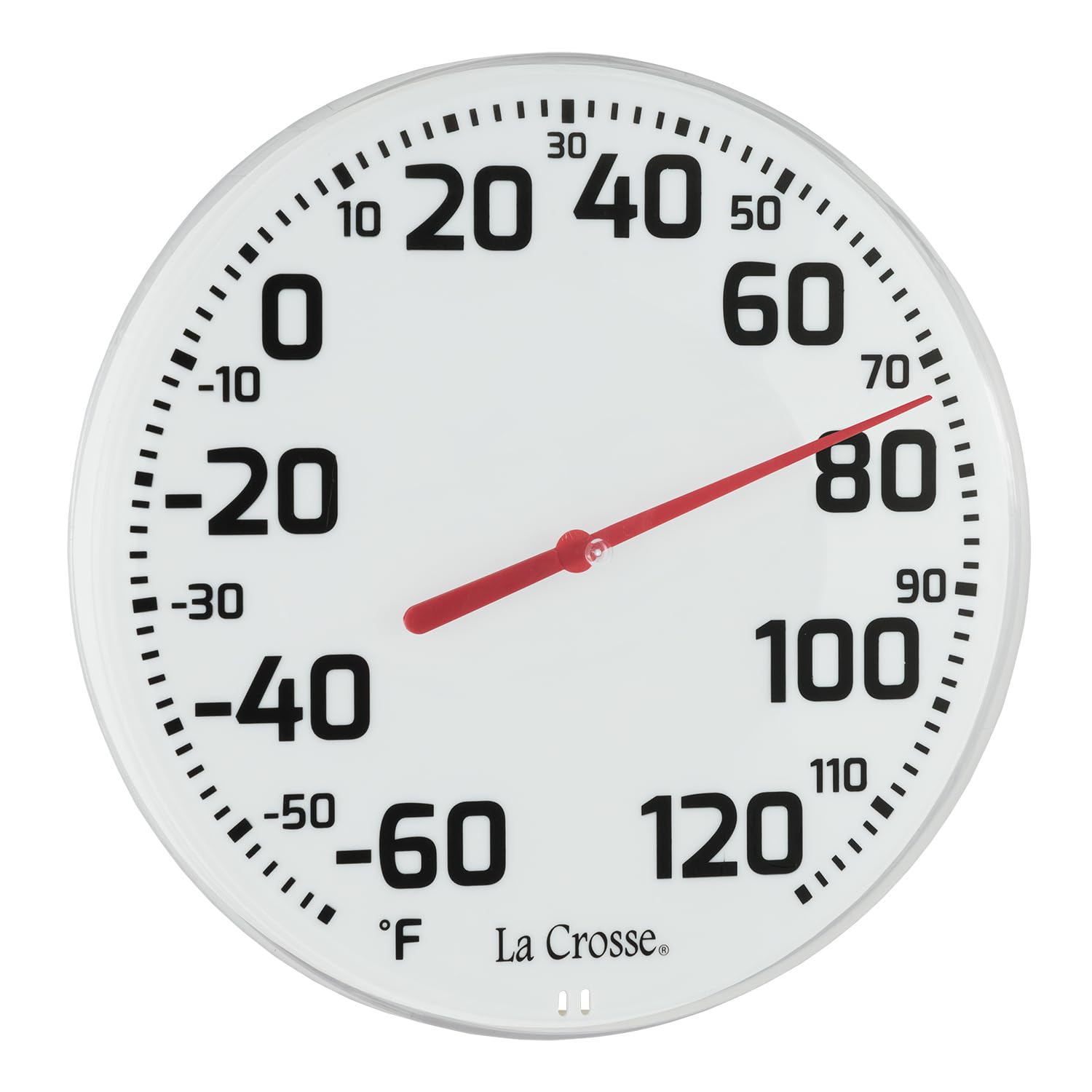 La Crosse wall-mount round dial thermometer design for walls.