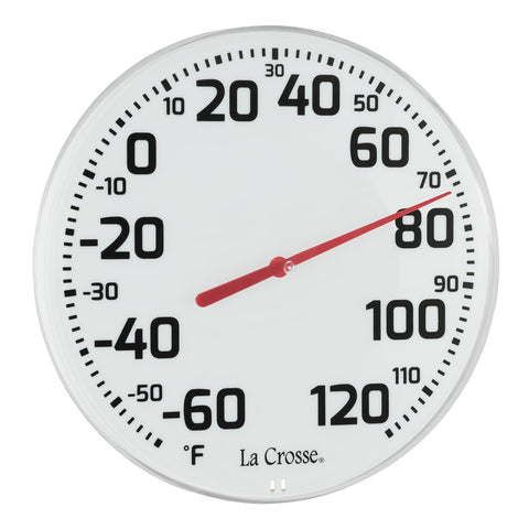 La Crosse wall-mount round dial thermometer design for walls.