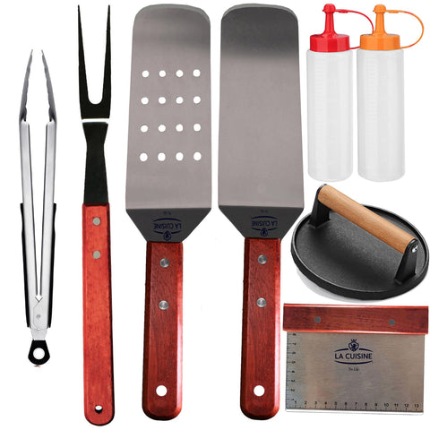 La Cuisine for life 8-piece flat-top kit with solid and perforated spatulas for precise flipping