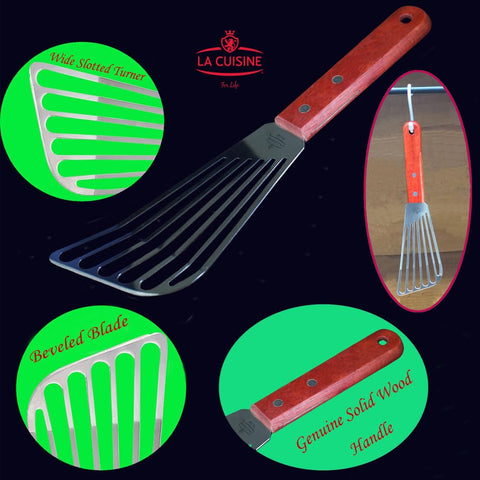 La Cuisine for Life stainless steel spatula with riveted wood handle for lasting durability