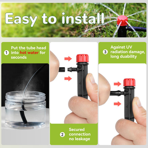 La Farah 5-inch stake supporting steady emitter positioning in containers.