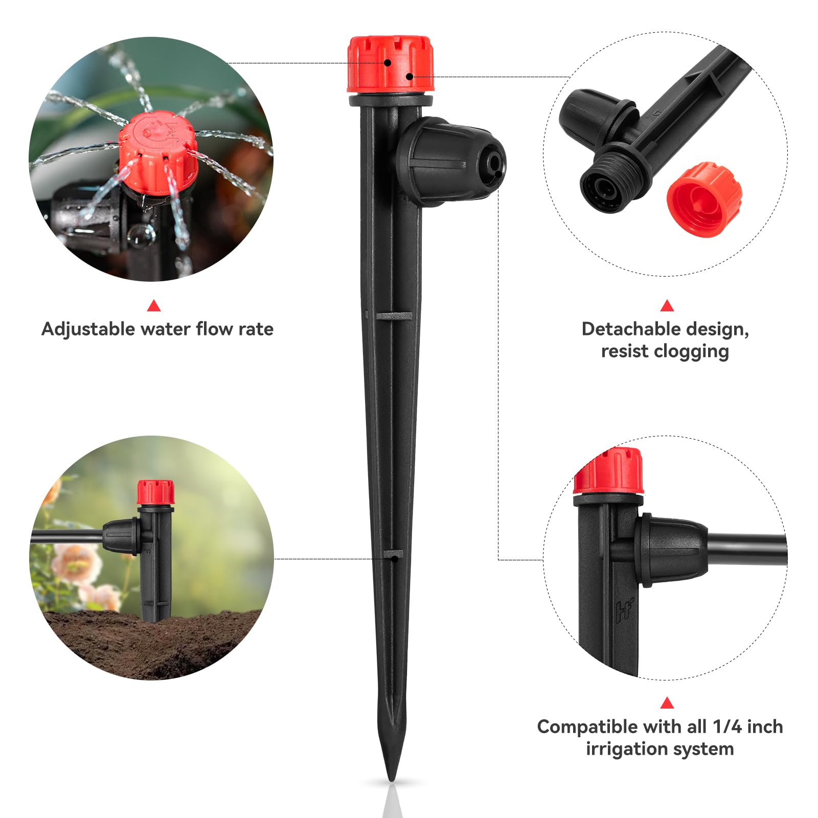 La Farah adjustable flow cap enables customizable watering and easy cleaning.