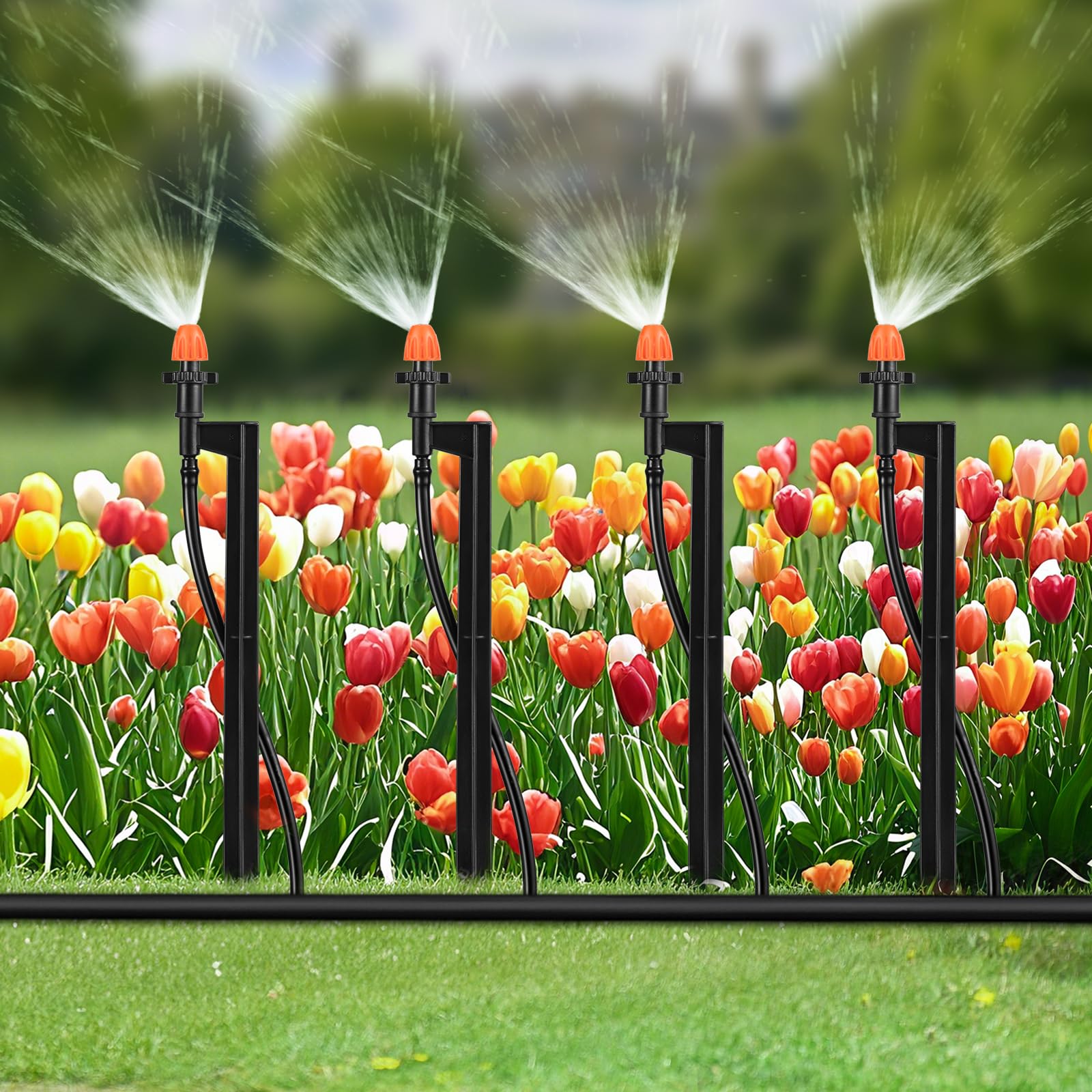La Farah compact sprinkler head design saves space in tight garden borders.