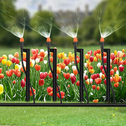 La Farah compact sprinkler head design saves space in tight garden borders.
