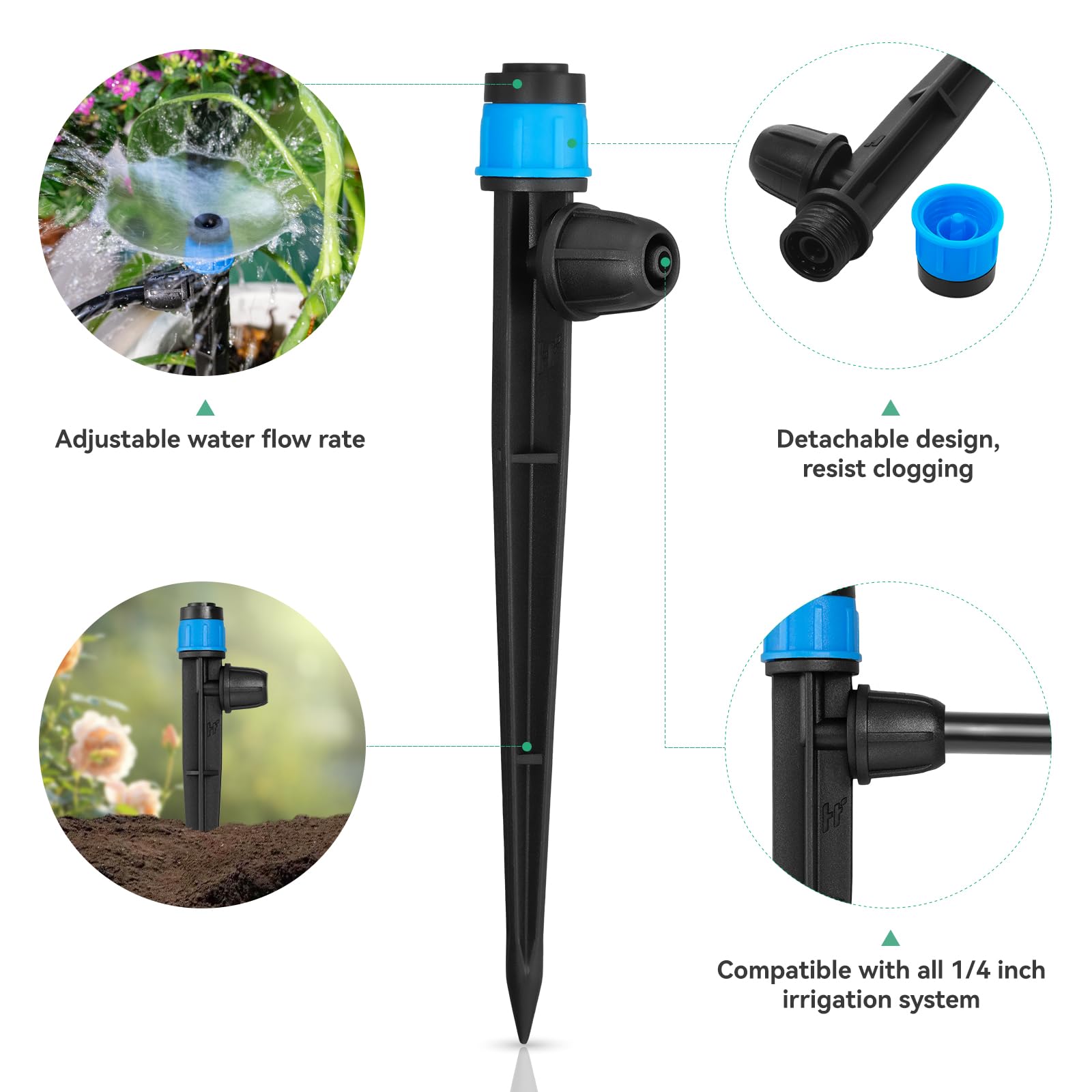 La Farah drip emitter shown with lock cap for inspection and cleaning