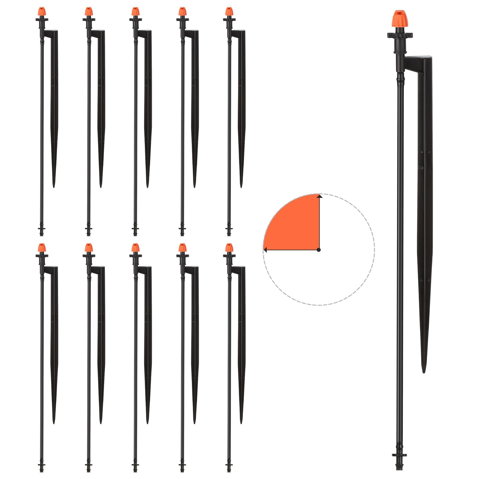 La Farah drip micro sprinkler with 90-degree nozzle targets garden beds efficiently.