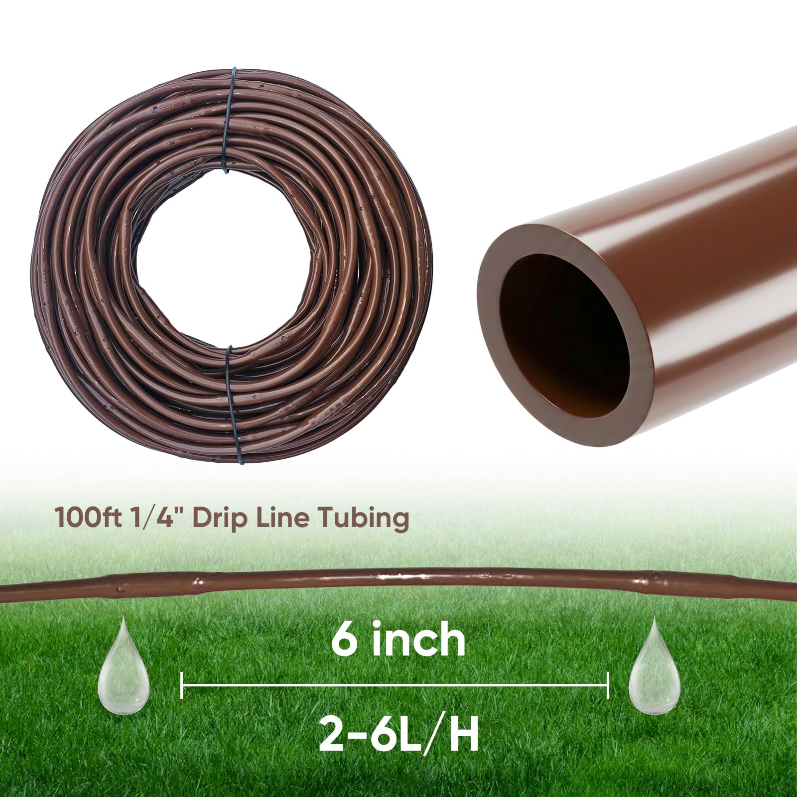 La Farah 100-foot dripline roll ready for efficient garden installation.
