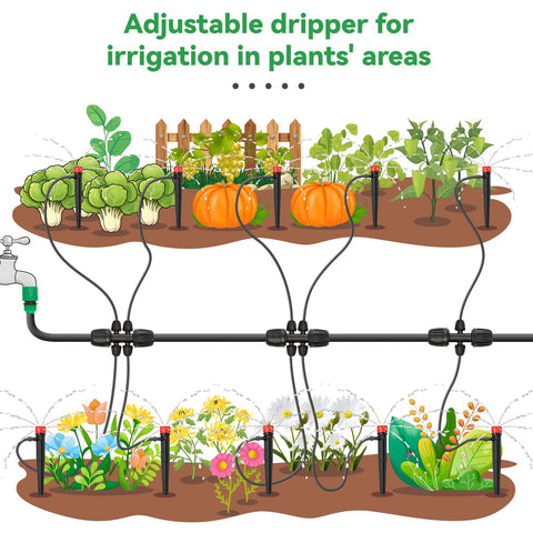 La Farah 100-emitter irrigation kit for scalable garden watering.