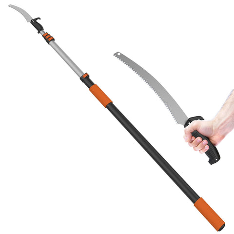 LAANPOLE 26ft pole saw extended reach for high branches, enabling safer ground pruning.