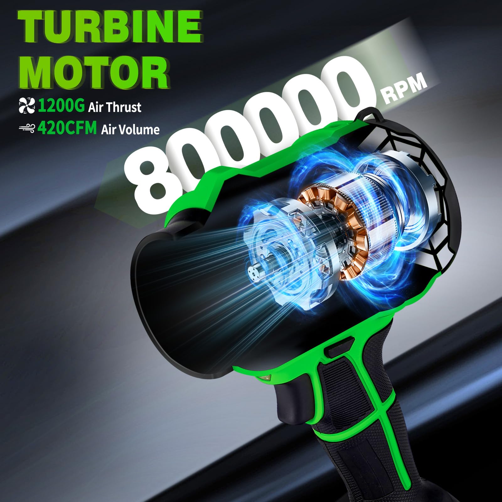 Laapee turbine motor delivers strong air flow for tough debris removal.