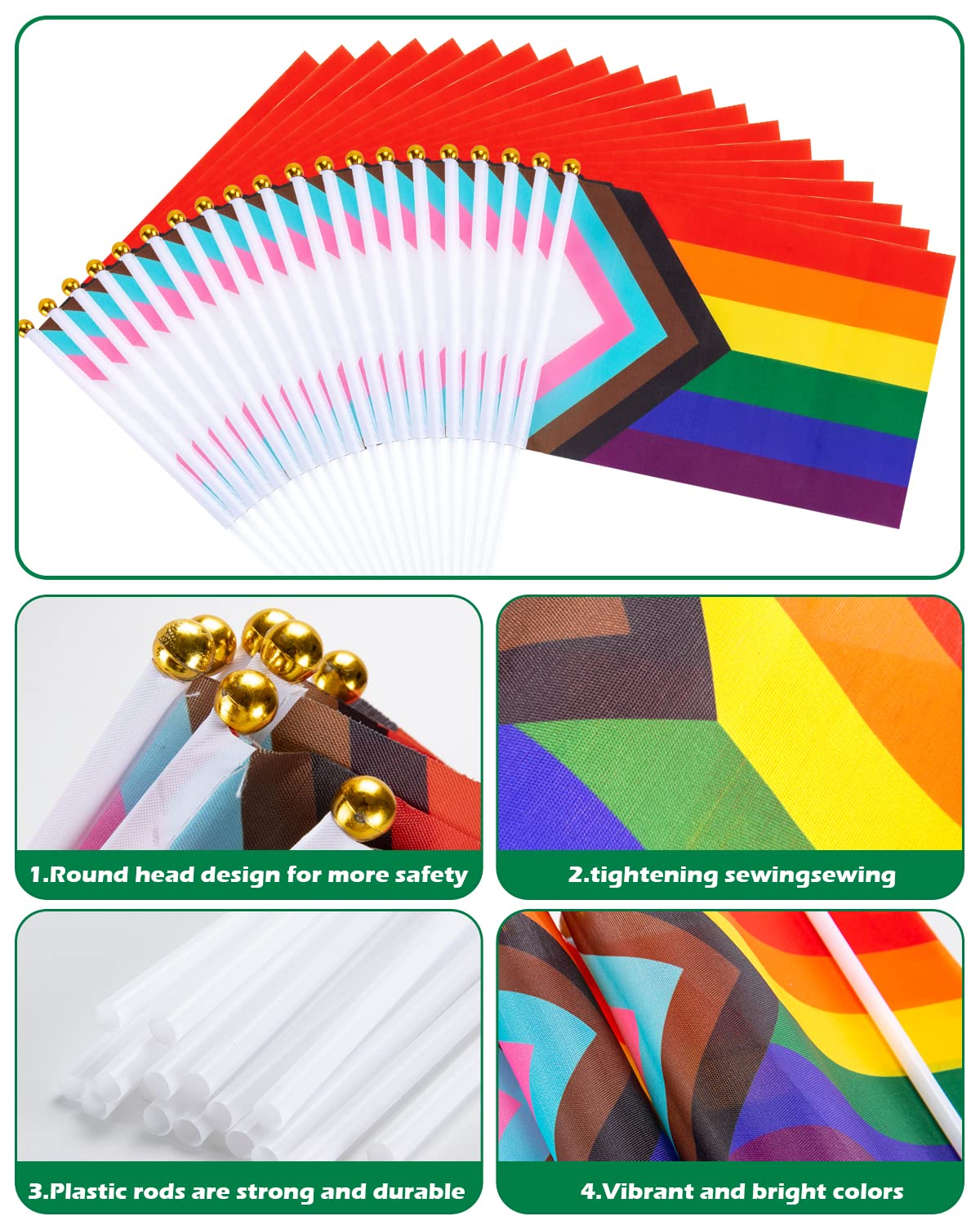 Labeol 50-pack rainbow flags ideal for group events and giveaways.