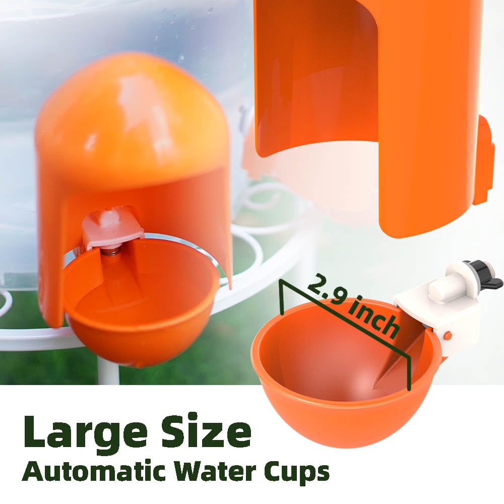 Labodey 2-9-inch opening waterer cups — top view with large reservoir for multiple birds.