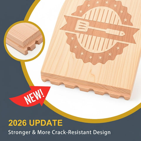 laboos wooden grill scraper close-up of grooved edge for effective cleaning